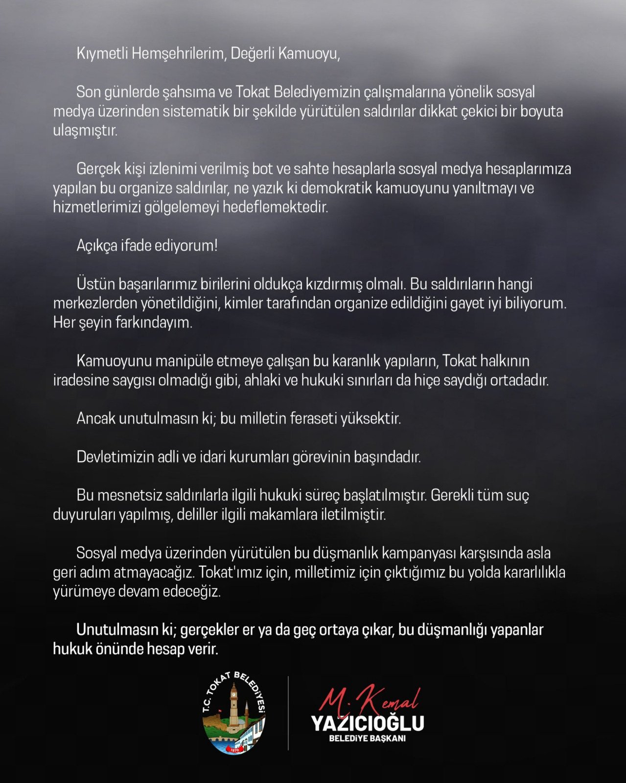 Tokat Belediye Başkanı’ndan Sert Tepki: Bot Hesaplarla Organize Saldırı Var
